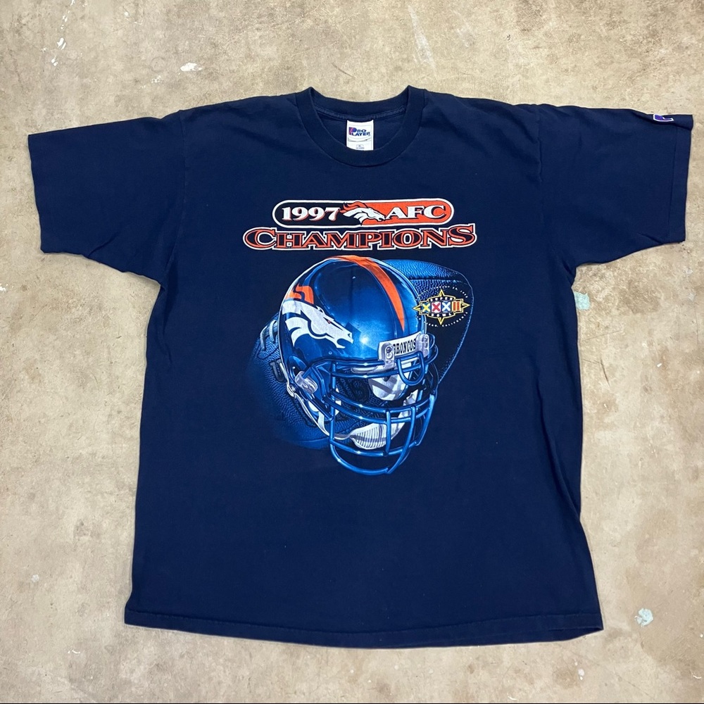 AFC Champions Denver Broncos 1997 Super Bowl XXXII 32 Pro Player T-Shirt XL VTG
